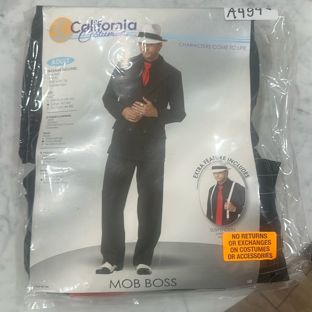 Adult large 42-44 Mob moss costume